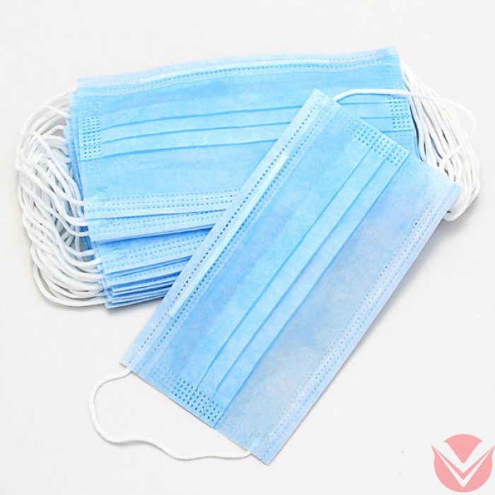 Маска медиц. 3-х слойная, голубая, 50 шт/уп фото 1 — Интернет-магазин доставки продуктов и воды ВКУСНЫЙ