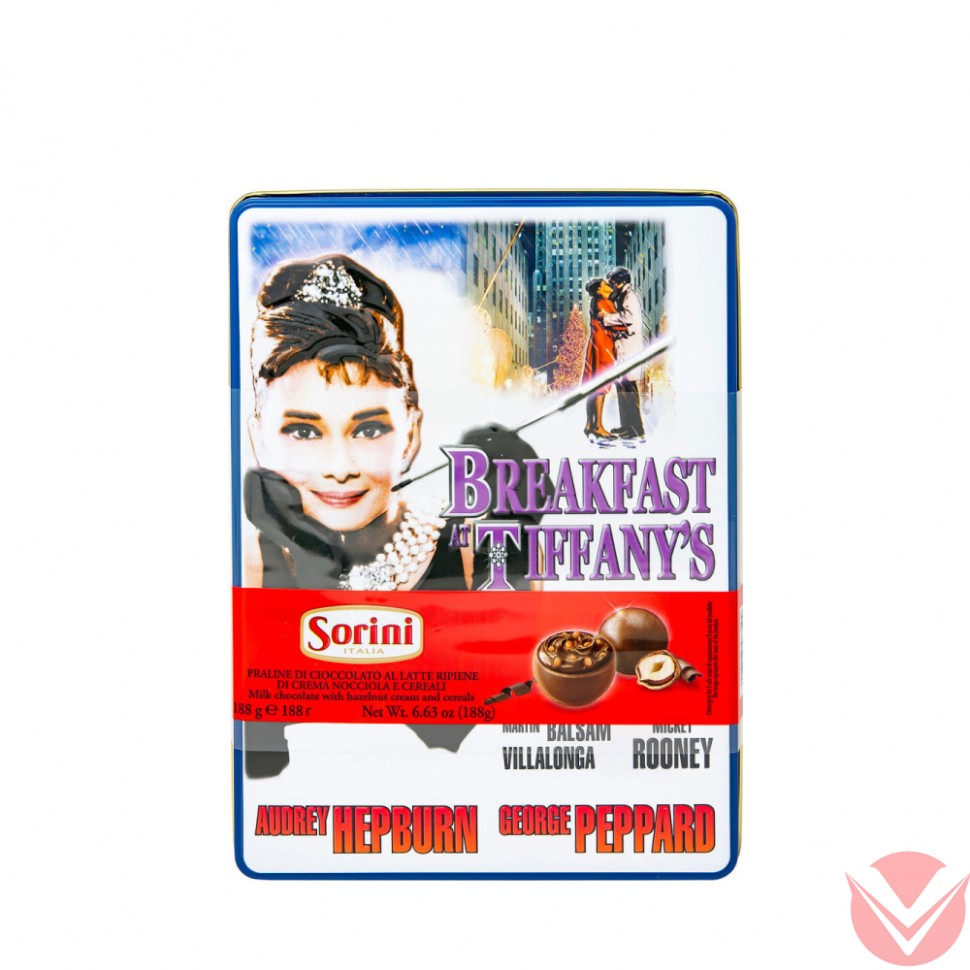 Конфеты SORINI из молочного шоколада со злаками и начинкой пралине "Завтрак у Тиффани", 188г  фото 1 — Интернет-магазин доставки продуктов и воды ВКУСНЫЙ