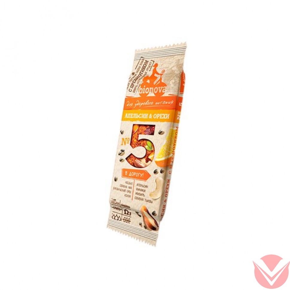 Bionova фруктово-ореховый батончик с апельсином, 35 г фото 1 — Интернет-магазин доставки продуктов и воды ВКУСНЫЙ