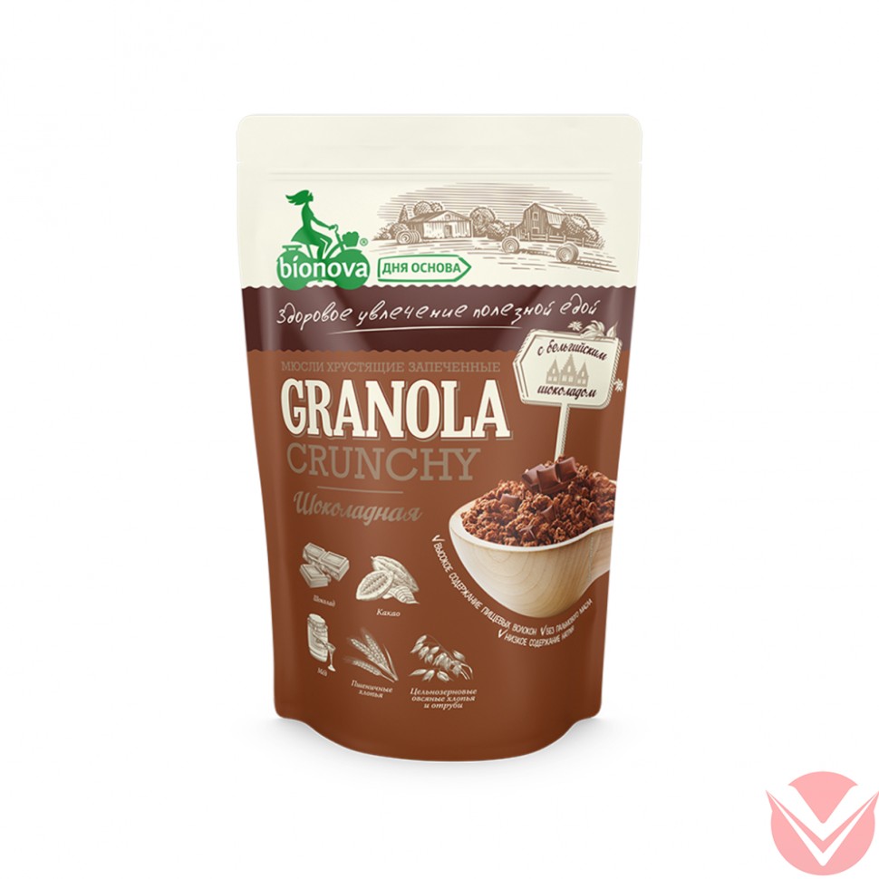 Гранола шоколадная BIONOVA, 400г фото 1 — Интернет-магазин доставки продуктов и воды ВКУСНЫЙ