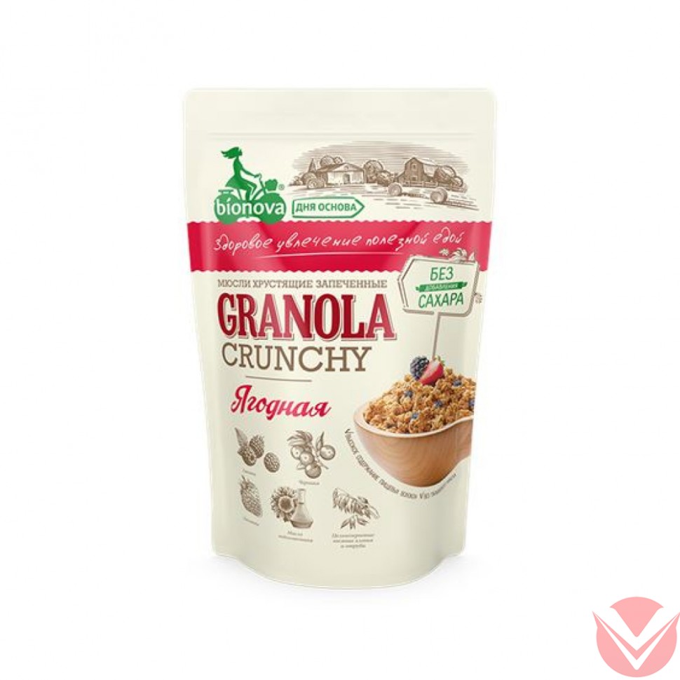 Мюсли-кранч ягодные BIONOVA, 400г фото 1 — Интернет-магазин доставки продуктов и воды ВКУСНЫЙ
