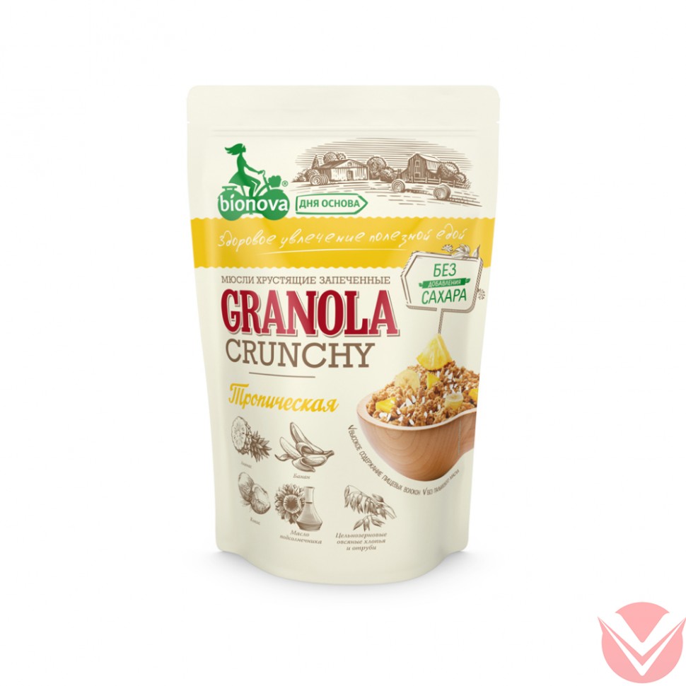 Гранола тропическая BIONOVA, 400г фото 1 — Интернет-магазин доставки продуктов и воды ВКУСНЫЙ