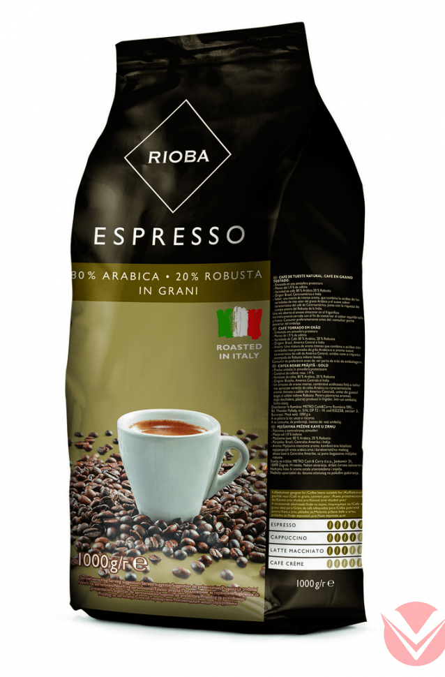 RIOBA Кофе в зернах натуральный жареный 80:20 1кг фото 1 — Интернет-магазин доставки продуктов и воды ВКУСНЫЙ
