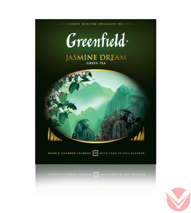 Гринфилд Жасмин, зеленый, 100 пак — Интернет-магазин доставки продуктов и воды ВКУСНЫЙ