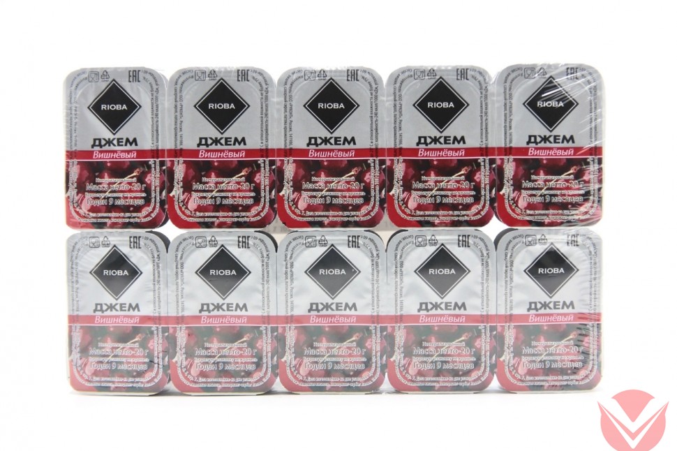 RIOBA Джем порционный Вишня, 20x20г фото 1 — Интернет-магазин доставки продуктов и воды ВКУСНЫЙ