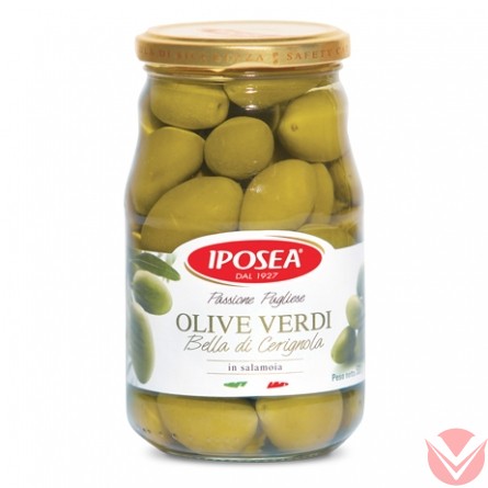 Оливки Iposea зеленые с косточкой, 530гр фото 1 — Интернет-магазин доставки продуктов и воды ВКУСНЫЙ