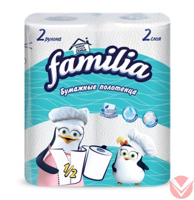 Полотенца Familia бумажные 2-слойные, 2 рулона — Интернет-магазин доставки продуктов и воды ВКУСНЫЙ