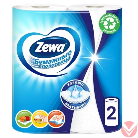 Полотенца Zewa бумажные белые 2-слойные, 2 рулона фото 1 — Интернет-магазин доставки продуктов и воды ВКУСНЫЙ