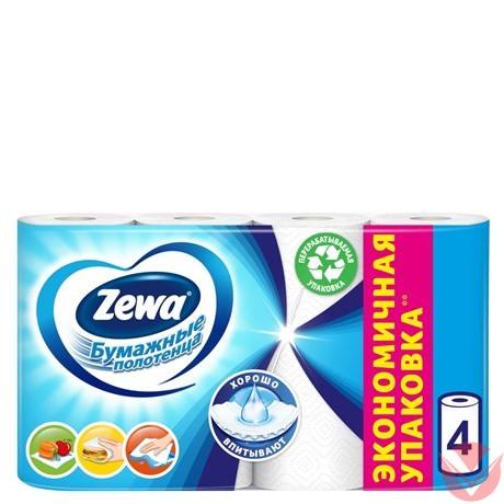Полотенца Zewa Premium Декор бумажные, 4 рулона фото 1 — Интернет-магазин доставки продуктов и воды ВКУСНЫЙ