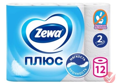 Бумага Zewa Плюс Белая туалетная 2-слойная, 12 рулонов — Интернет-магазин доставки продуктов и воды ВКУСНЫЙ